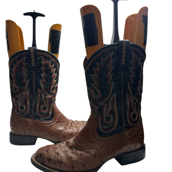 Ariat ostrich Brown and Black Western Boots - Picture 10 of 13